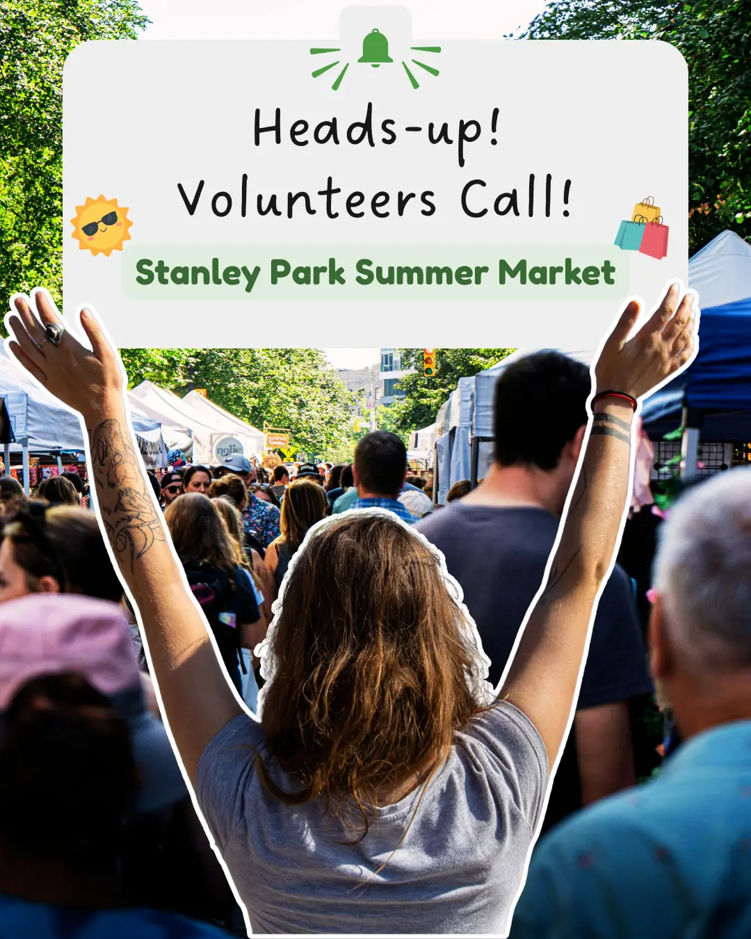 Social Media Feed Post — On-site volunteer recruitment to support during the event in various roles (IG, FB & X).